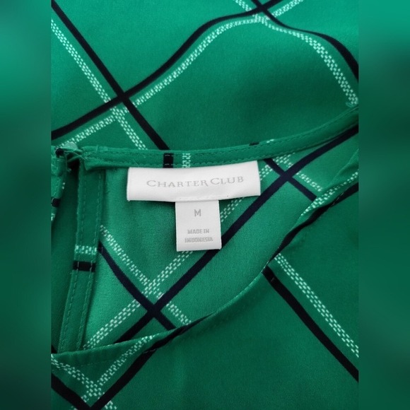 Charter Club Green Plaid Blouse - Picture 6 of 8